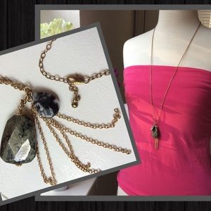 Classy goldtone necklace with drop faceted